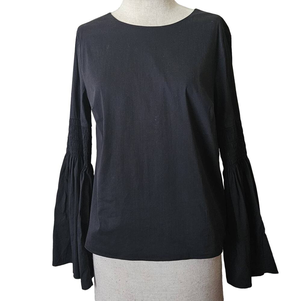 Black Crew Neck Bell Sleeve Top Size Small